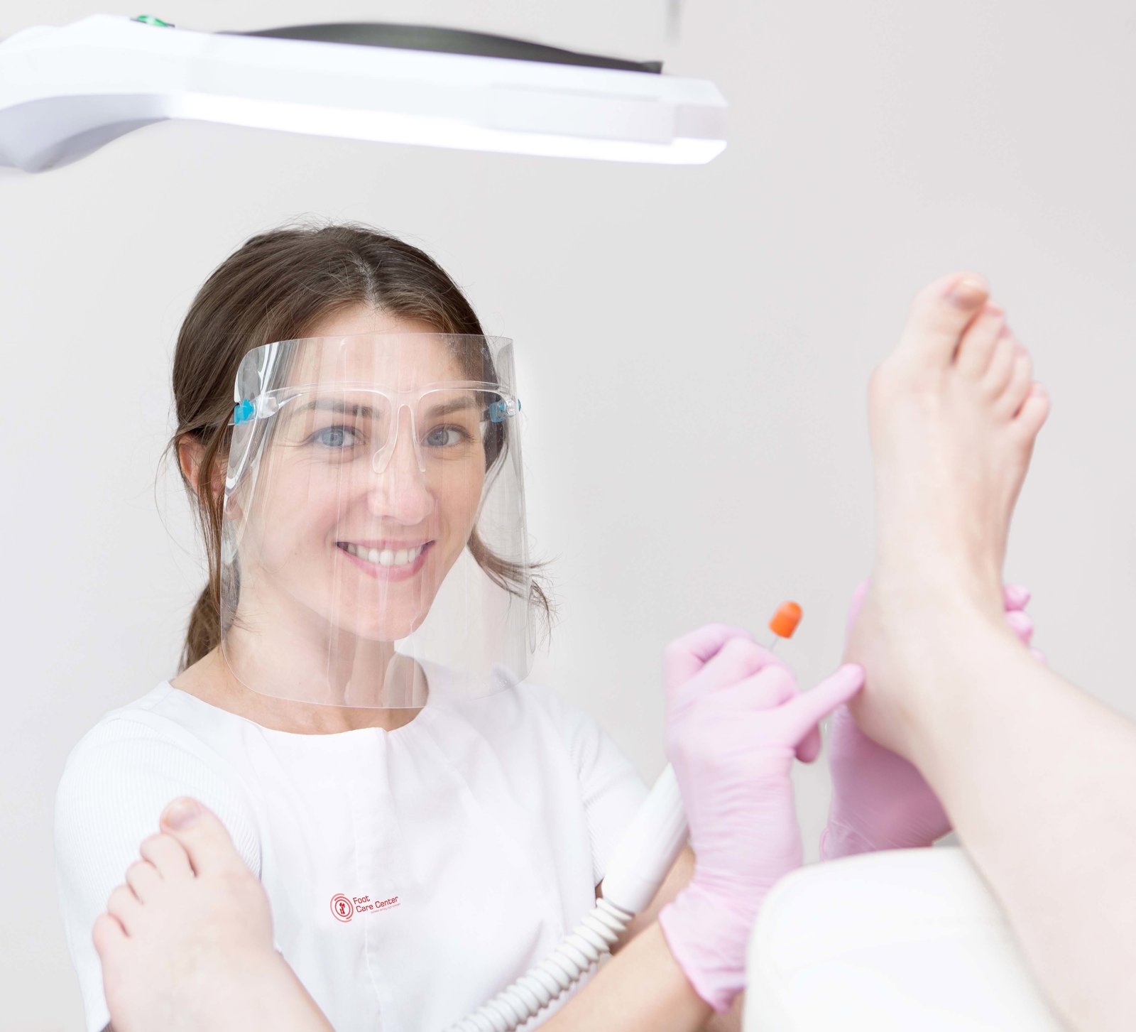 Existence Small Business Concept Blocking Covid 19 Professional Manicure Master Transparent Protective Face Mask Hardware Pedicure Using Electric Nail Polish Tool Ma