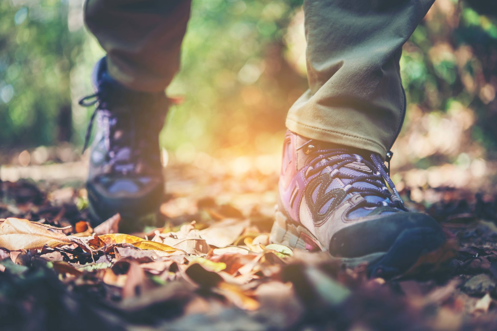 Close Up Adventure Woman Feet Walk Mountain Path